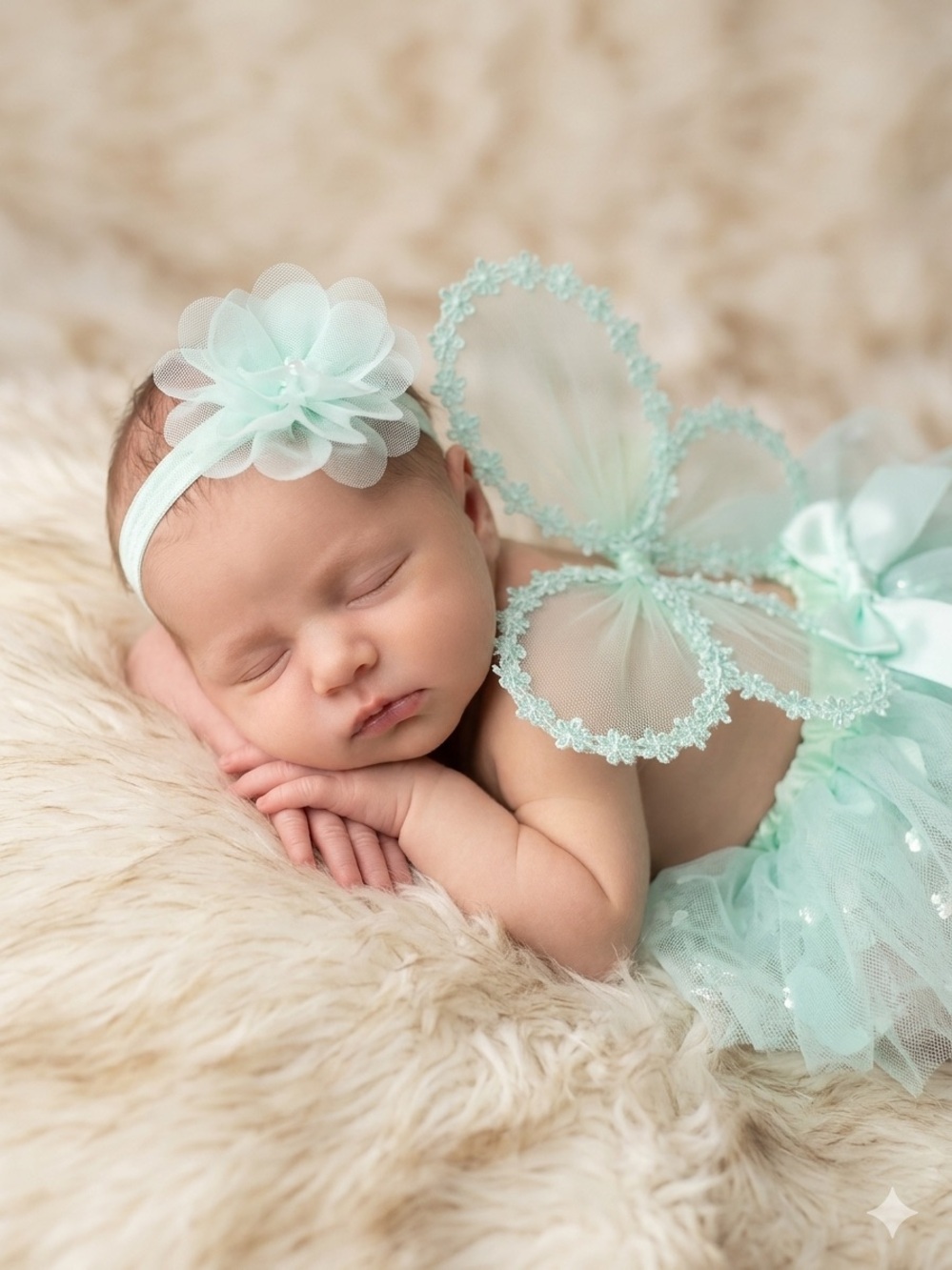Like New! 3pc Mint Green Baby Tutu Set - Butterfly Wings & Headband